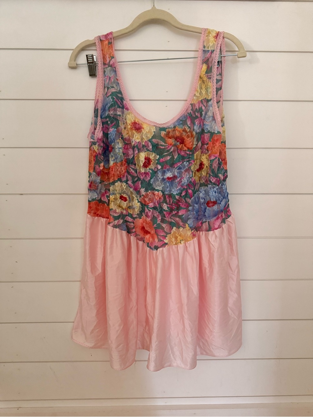 Vintage Babydoll Nightgown Chemise Fairycore Floral Lace Size L
